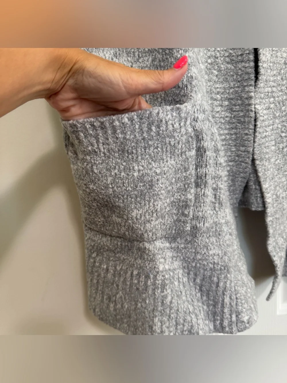 LOFT Plus Gray Cream Open Front Cardigan Sweater Size 24/26
